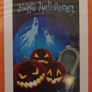 HAPPY HALLOWEEN "Spooky Cemetery" Large House Flag